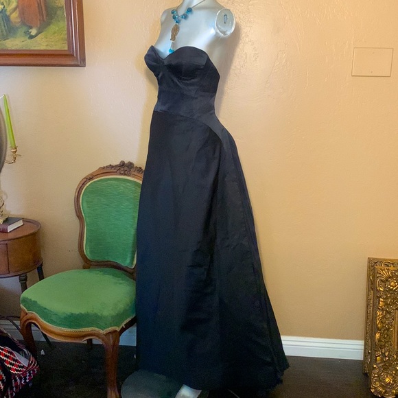 NWT KAUFMAN FRANCO Black Corsett Strapless Evening Gown.  SZ XS - Picture 3 of 13